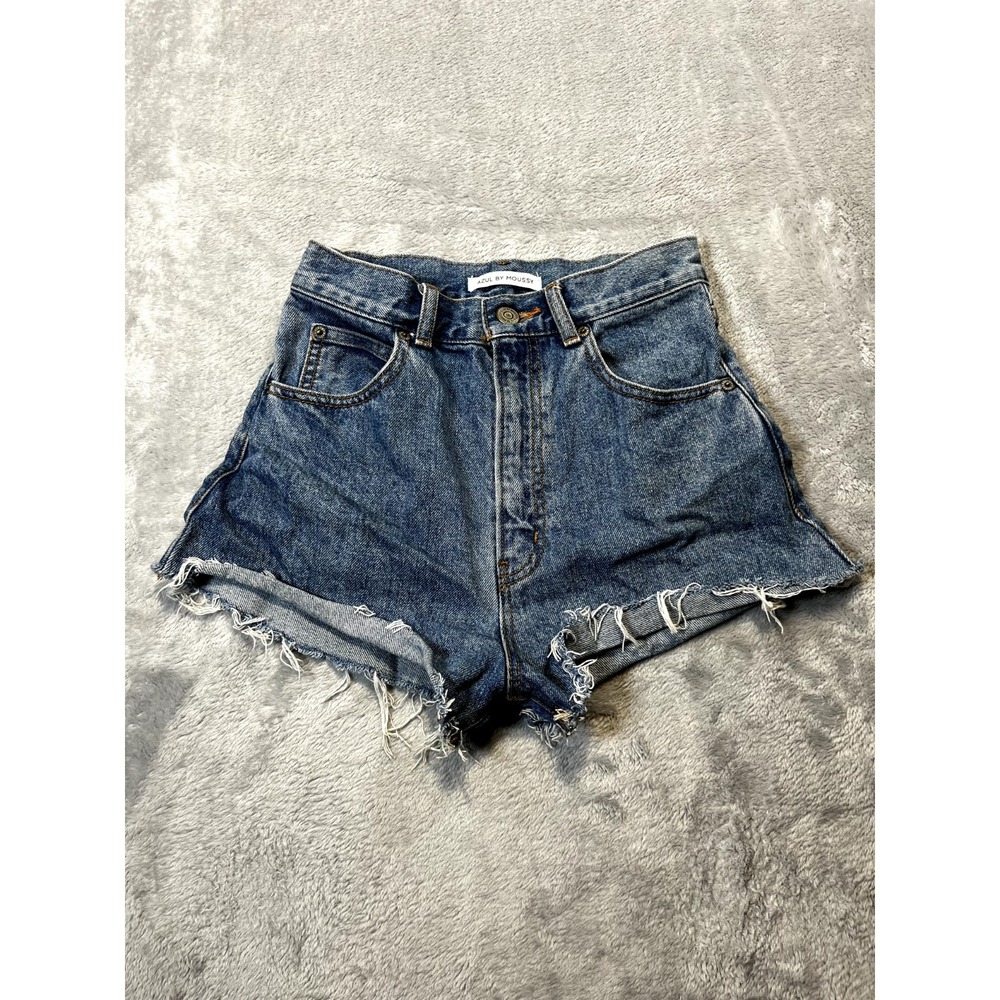 Azul by Moussy Women Size 25 Jean Shorts Frayed Distressed Denim Medium Wash